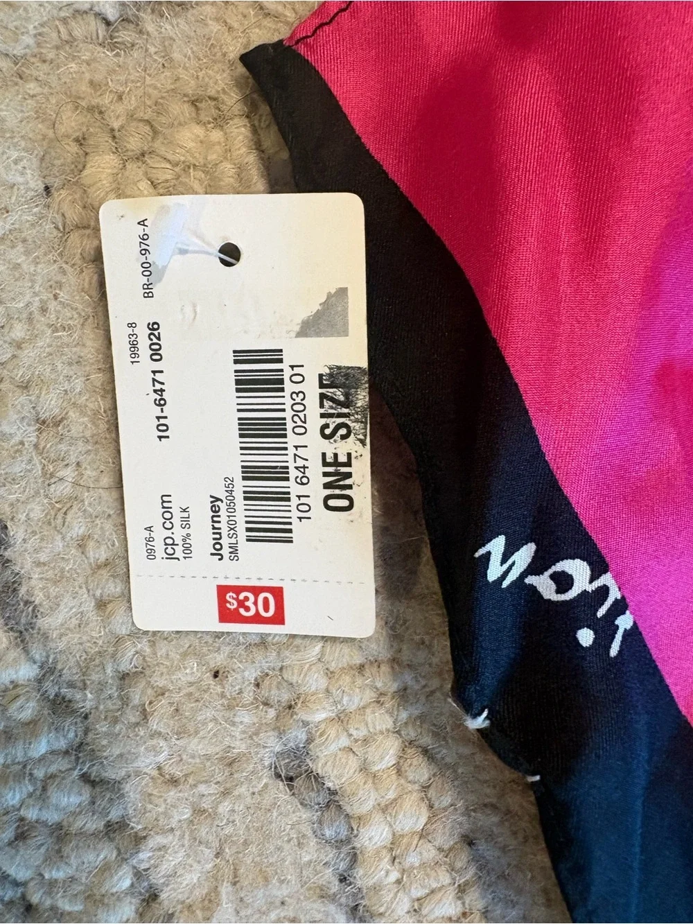 Worthington Pink, Red & Black Graphic 100% silk Long Scarf